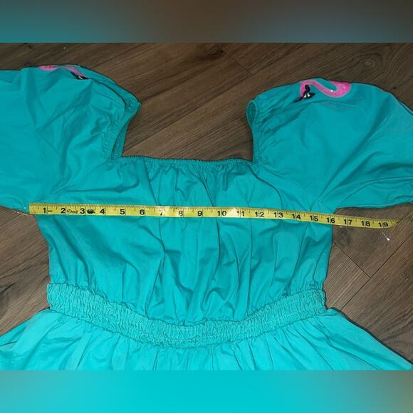 Fantastic Fawn Flamingo Sequin Teal Dress – Women’s Size Medium - Picture 6 of 8